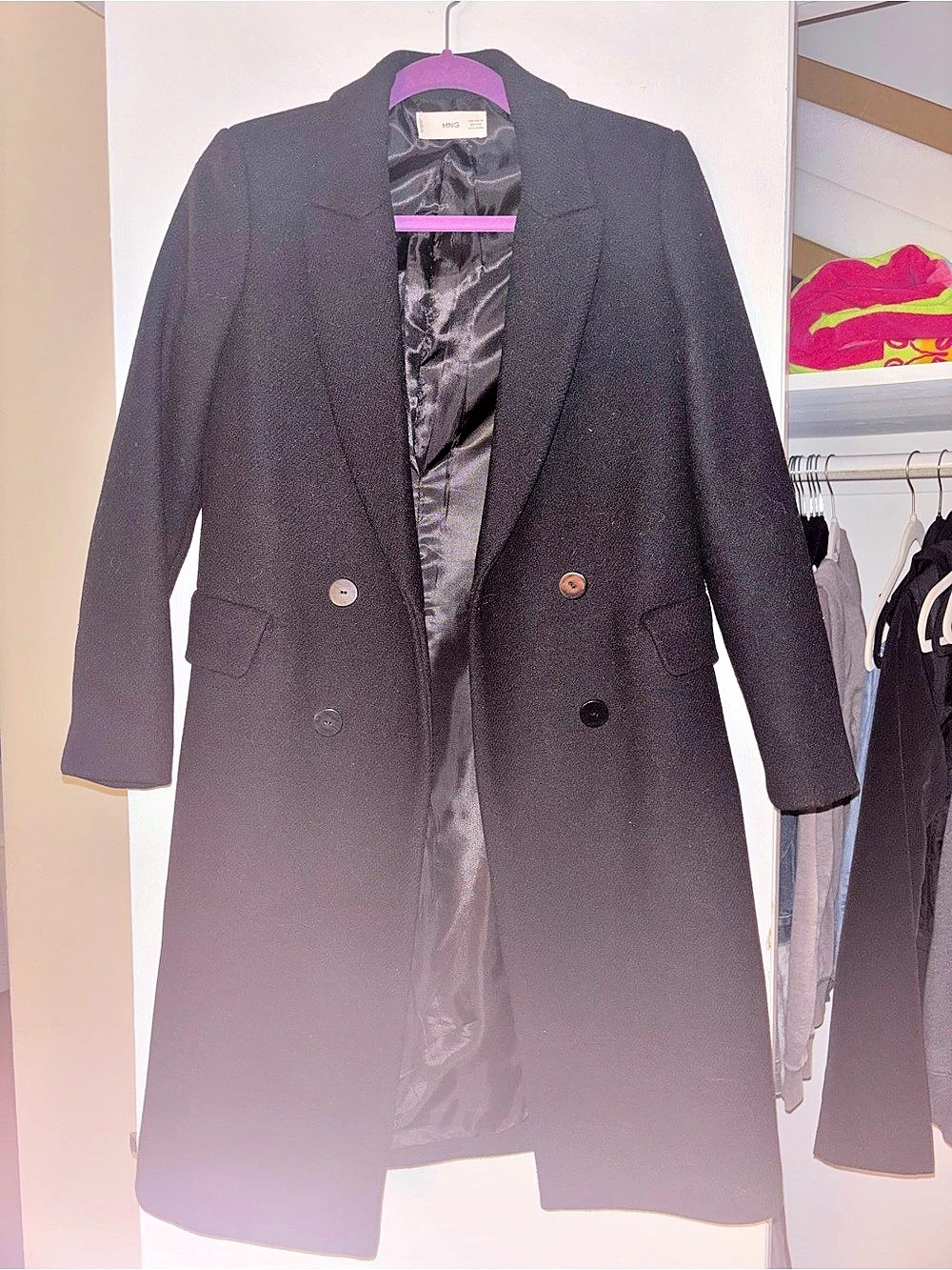 MNG Women's Double-Breasted Coat in Black Size XS Like New